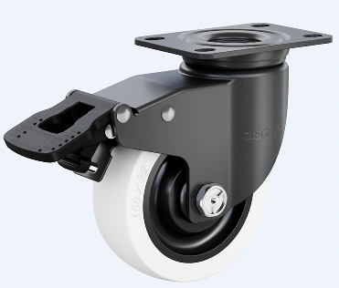 中型03系列4寸雙軸奶白色聚丙烯 萬向剎車輪 FC-100-Y3112-PSD