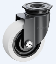 中型03系列4寸雙軸奶白色聚丙烯 頂孔萬向輪 FC-100-Y3112-THS
