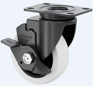 中型03系列5寸雙軸奶白色聚丙烯 萬向剎車輪 FC-125-Y3112-PSC