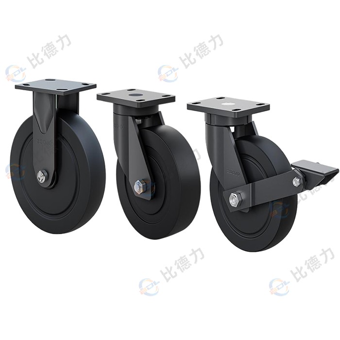 4寸/5寸/6寸/8寸 固定/萬(wàn)向/胎面剎 黑色MC尼龍