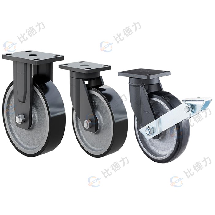 4寸/5寸/6寸/8寸 固定/萬(wàn)向/胎面剎 黑色鋼芯聚氨酯(進(jìn)口原料）